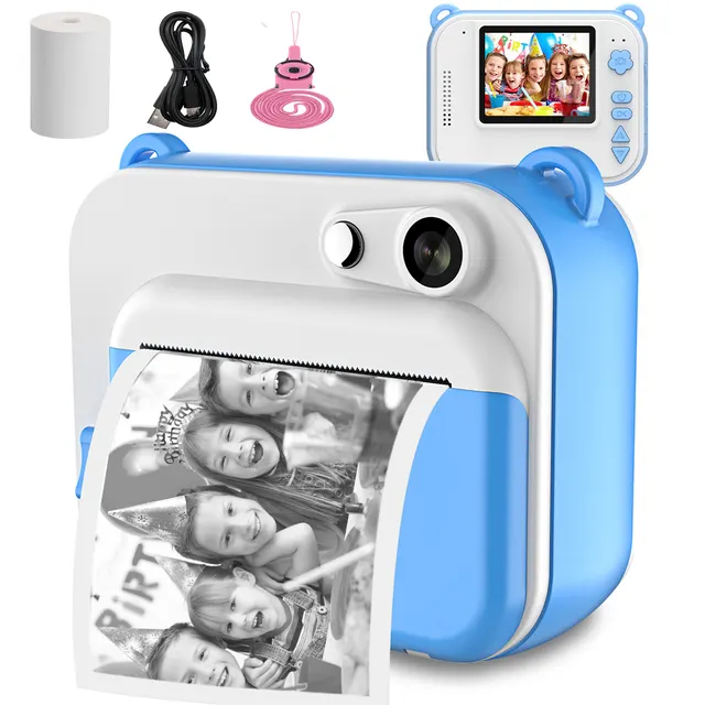 Papel fotográfico instantáneo para niños, cámara con impresora térmica, cámara Digital, juguete para niña