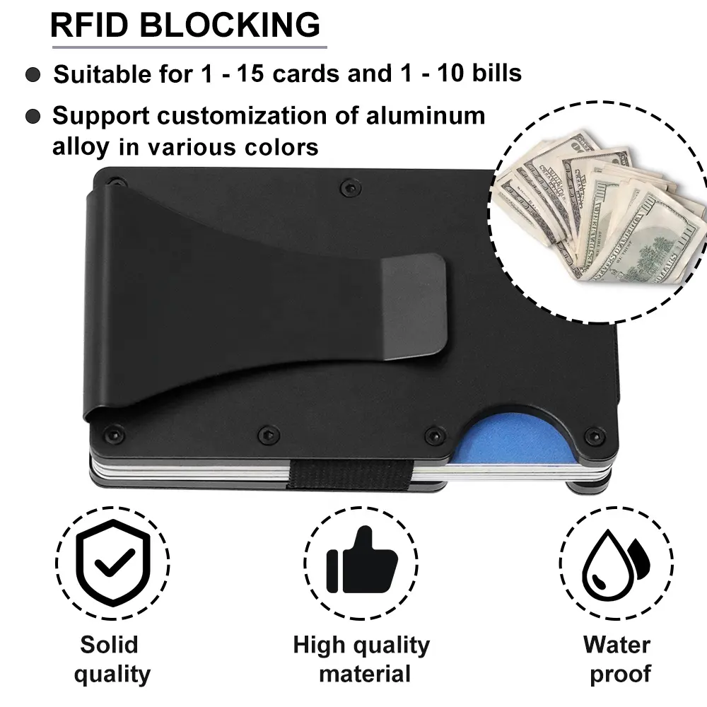 알루미늄 금속 슬림 미니멀리스트 프론트 포켓 지갑 신용 카드 케이스 홀더 RFID 차단