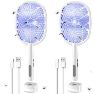 4000V Điện Fly Vỉ Đập Có Thể Sạc Lại Tím Muỗi Killer Đèn Bug Zapper Vợt 3 Lớp An Toàn Net Lỗi B Gon Fly Vỉ Đập - Product Image 1