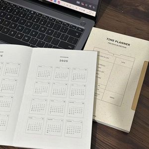 2025议程计划者笔记本与日期记录笔记备忘录检查清单两天在一页议程笔记书