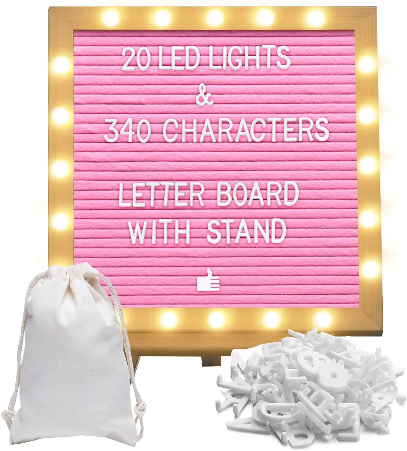 10X10 Pink Felt Letter Board Message Board with & Stand Letters