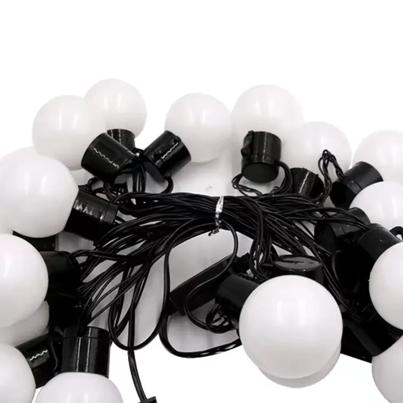 5 м, 20 ламп, 100 гирлянда в стиле Эдисона, круглые лампы, черный провод, соединяемый, наружная светодиодная гирлянда