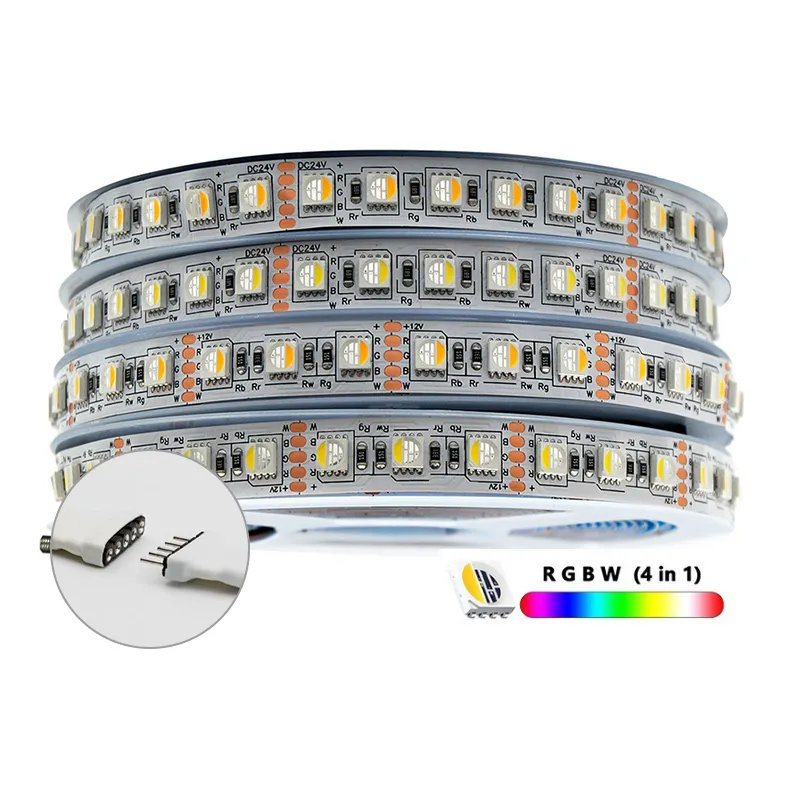 Tira de atenuación de colores LED PCB RGBWW barra de luz impermeable SMD 5050 RGBW 4 en 1 DC 12V 24V 60 Leds/M IP67 IP65 IP20 blanco Flexible