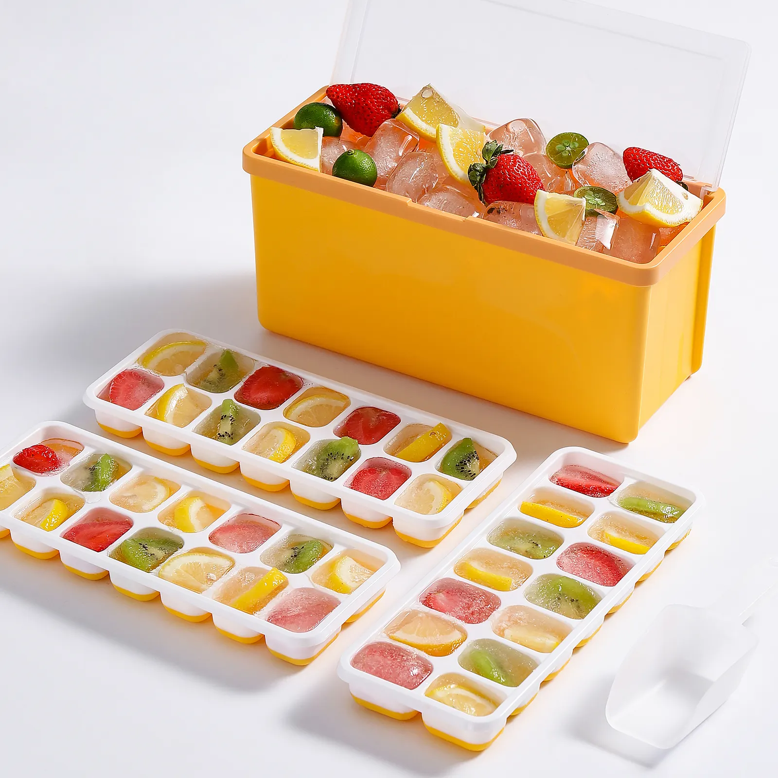 Haixin Silicone Báo Chí loại ICE CUBE Tray với bìa Ice Tray đa lớp drawable Ice Cube khay