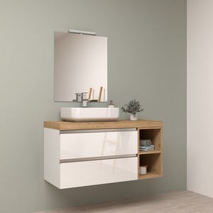 Premium montajlı banyo mobilyaları-ayna ile asılı banyo ünitesi ve Led ışık-banyo deneyiminizi yükseltin