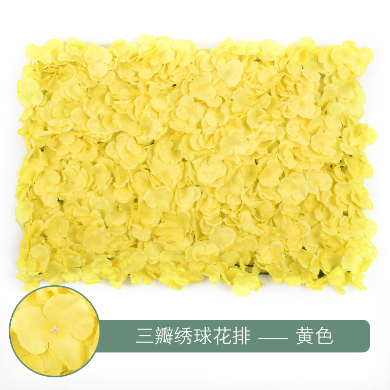 Rangée d'hortensia à trois pétales-jaune