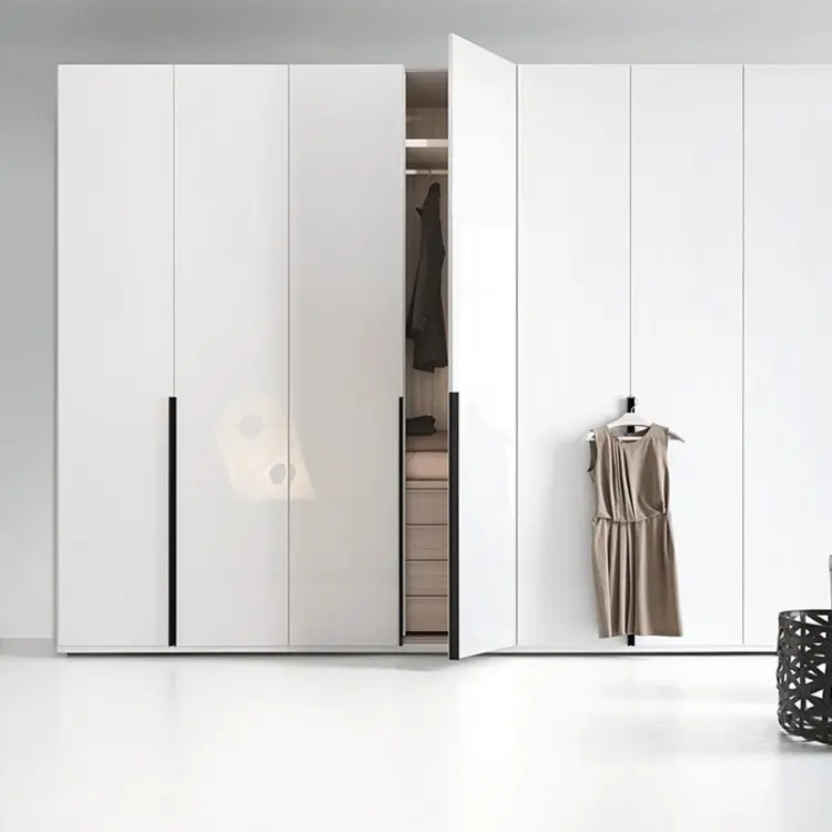 Puerta colgante de melamina 2022, muebles de alto brillo, armario lacado para dormitorio, blanco, armario contemporáneo