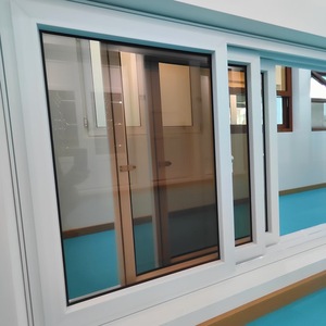 3 parça sürgülü pencere UPVC çerçeve özelleştirilmiş renk kasırga geçirmez çift camlı vinil sürgülü PVC pencereler - Product Image 3