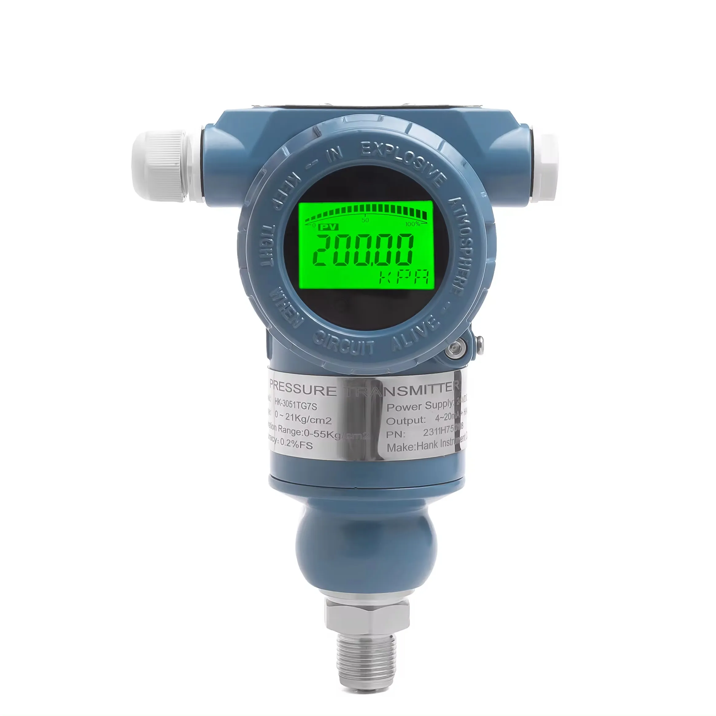 Hank Pressure transmitter Explosion-proof diffusion Silicon smart pressure sensor 1.6mpa high precision measurement transmitter