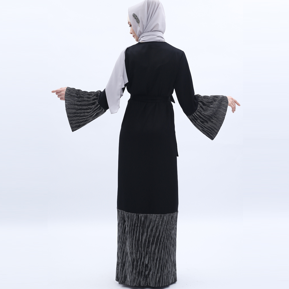 Women's Long Sleeve Maxi Dress Muslim Ramadan dress cardigan Arab outfit Islamic Arabic Style Casual Dress 9501