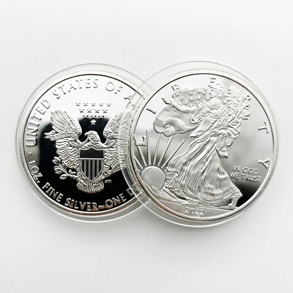 Statua americana in metallo placcato oro argento 2022 personalizzato all'ingrosso di 1oz walking liberty souvenir coin