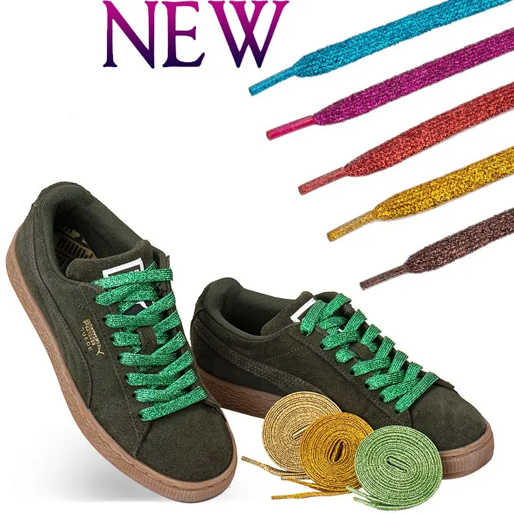 Tali Sepatu Glitter Metalik, Tali Sepatu Berkilau, Tali Sepatu Emas/Perak, Tali Sepatu untuk Sneaker/Sepatu 100/120/150CM
