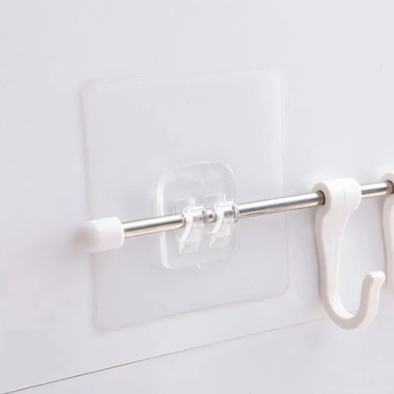 Transparant Huis Acryl Sterke Zelfklevende Haken Badkamer Keuken Ijzeren Klauw Gesp Hanger Muur Hang Plank Multifunctionele Haak