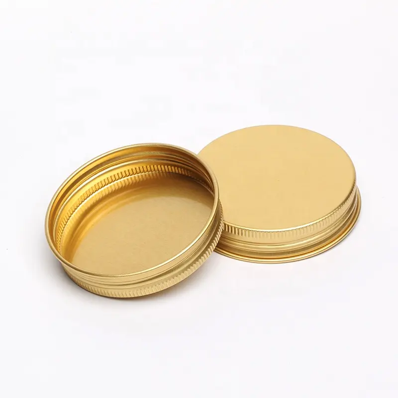Custom Metal round shape gold aluminum cover wide mouth screw lid aluminum cap for jars bottle