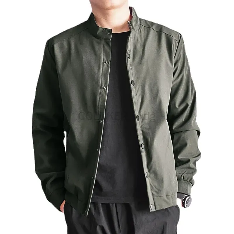 Erkekler için 2023 ilkbahar ve sonbahar ceket yeşil bombacı ceket erkekler moda giyim kore moda ince rahat düz renk üst ceket