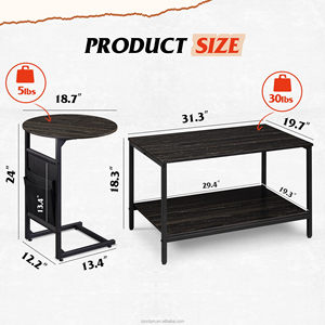 Easy Assembly Metal Frame Wood Desktop <strong>Rectangular</strong> Living Room <strong>Table</strong> Set 2 in 1 Design <strong>Nesting</strong> Coffee <strong>Table</strong> for Living Room - Product Image 3