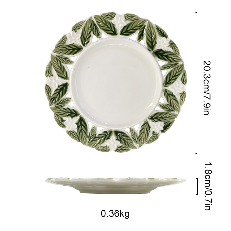Green 8 inch green leaf plate hollow