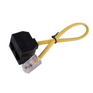 8P8C RJ45男性用壁アダプター6P4C RJ11女性用モジュラー電話ケーブルスプリッター電話通信ケーブル - Product Image 1