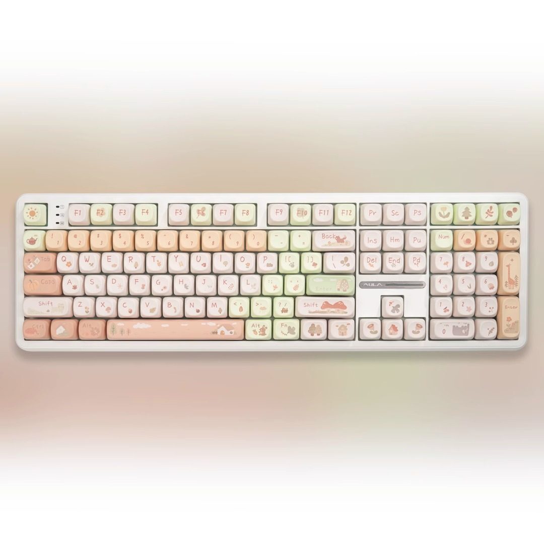 คีย์บอร์ด White-F108 + คีย์แคป M-OA Forest House
