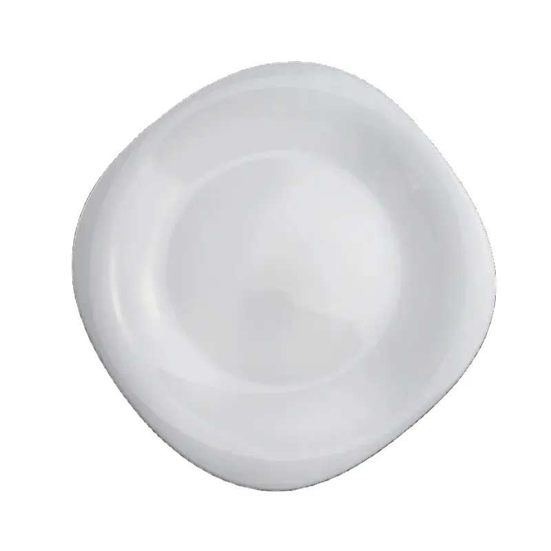 Assiette chauffante avec fond plat Vente en gros Assiette plate carrée résistante aux hautes températures Vaisselle en verre trempé jade blanc