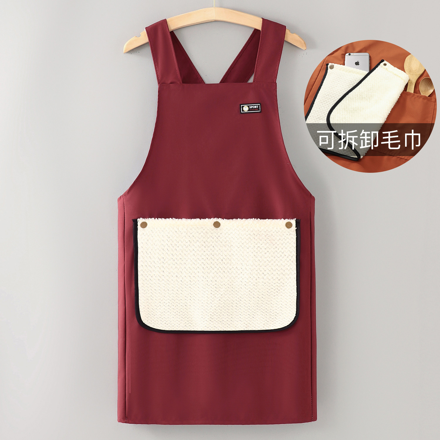 Sangle croisée à main effaçable imperméable rouge vin
