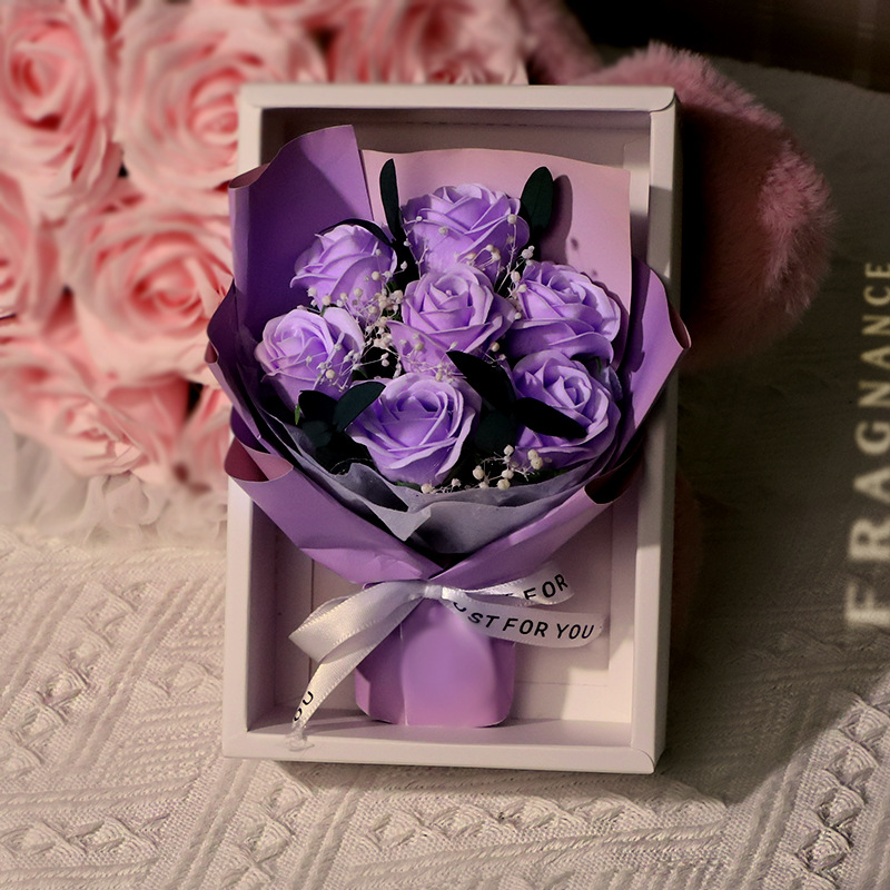 seven light purple roses