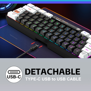 2025ใหม่คีย์บอร์ดเล่นเกมมินิ61คีย์ RGB backlit แบบมีสาย USB คีย์บอร์ดออกแบบตามหลักสรีรศาสตร์แบบพกพาได้พร้อมปุ่มเมมเบรนพิมพ์สไตล์เครื่อง - Product Image 6