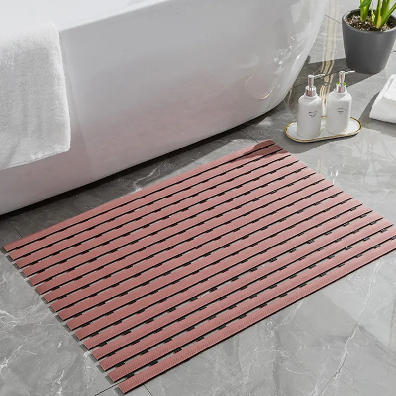 Alfombrillas de puerta de drenaje antideslizantes de PVC plegables ecológicas personalizadas para ducha Spa con pies antideslizantes