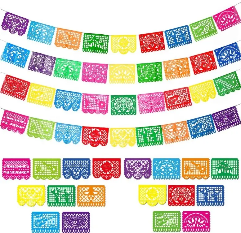 Striscioni per feste messicane grandi striscioni in plastica Papel Picado Banner Fiesta per decorazioni Fiesta messicane