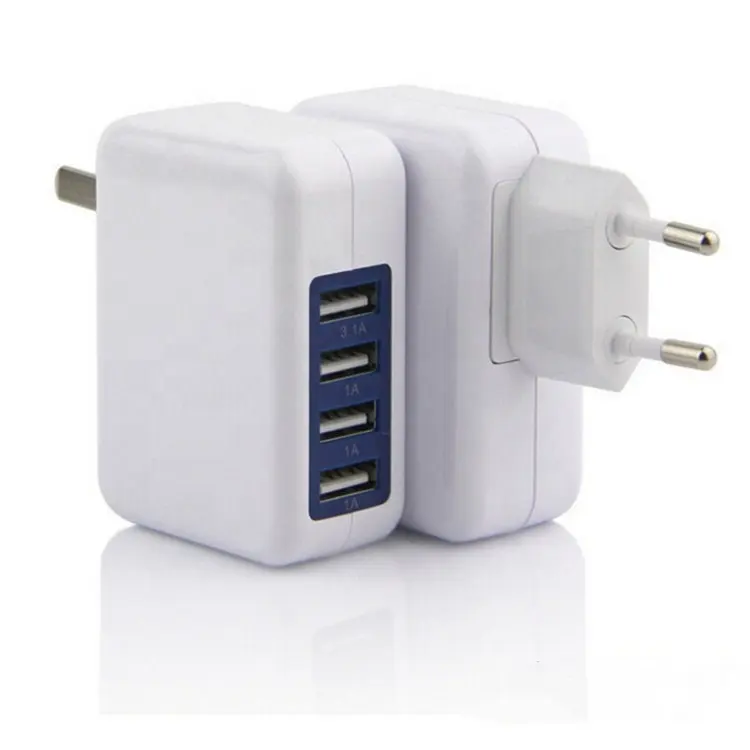 Fast 3.1A 15W High Speed 4 Port USB Wall Charger Portable for iPhone/ Samsung/ LG