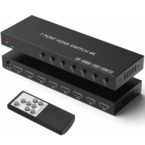 7 puertos en 1 puertos Umschalter HDMI Switch 7x1 Video Switcher Selector Box con control remoto IR compatible con HDR 4k @ 60Hz HDCP - Product Image 1