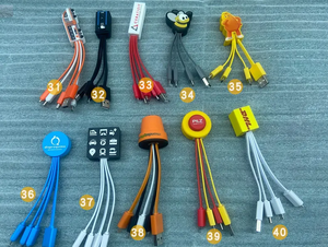 活动礼品OEM标志钥匙扣充电器电缆可爱卡通多型C USB 4合1充电线