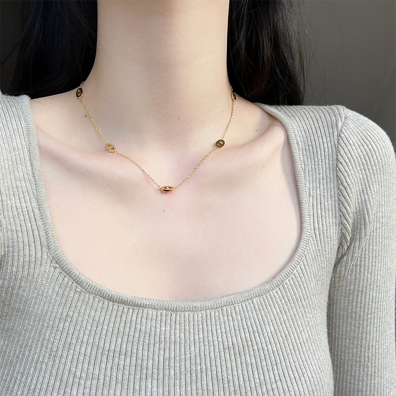 Yxp274 five pig nose necklace gold