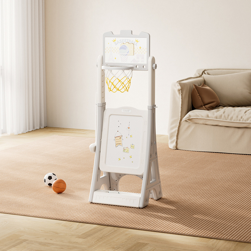 Grey basketball hoop+drawing board+building block table