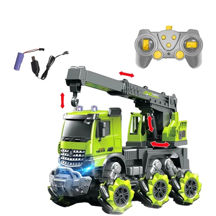 Producto barato 2,4G Niños Ingeniería terrestre Minería Control remoto Camión volquete Coche de juguete con batería y línea Usb