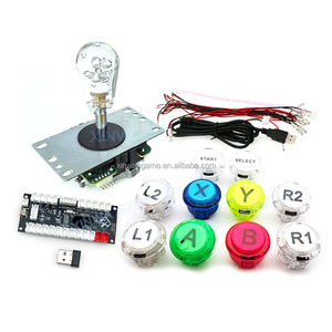 Wireless <strong>USB</strong> <strong>Controller</strong> <strong>Arcade</strong> Stick One Player Game DIY Kit with 30mm clear Push Button Happ Joytsick