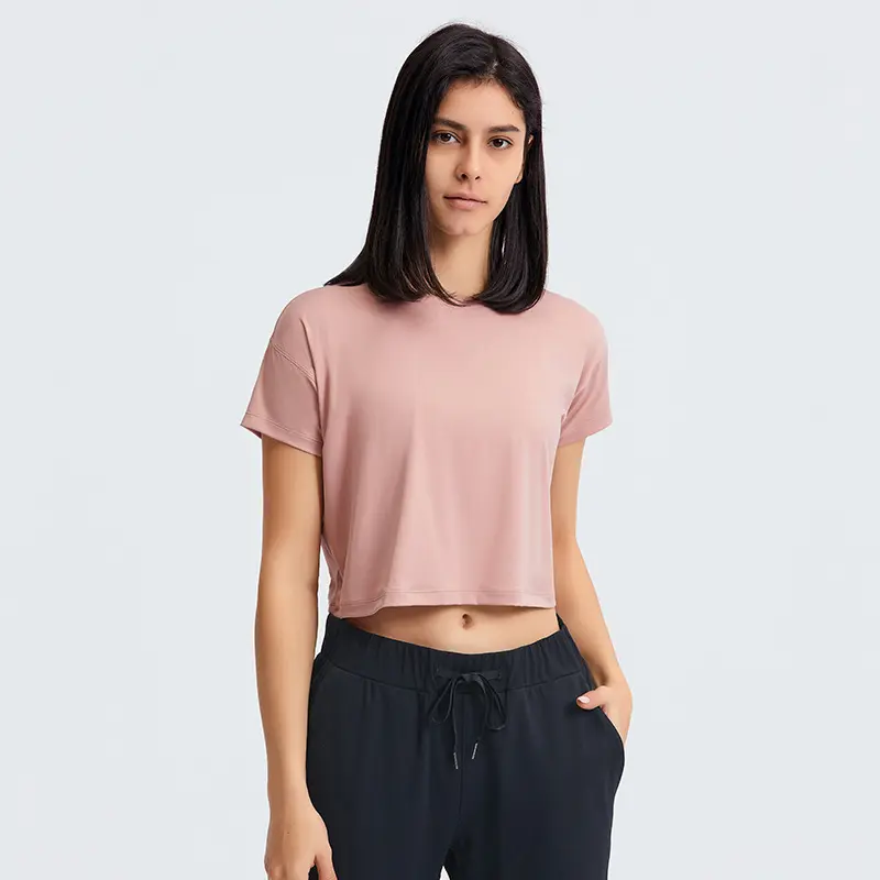 Wholesale Custom Logo Oversize Blank Top Women Tees Cropped Plain T Shirt For Ladies