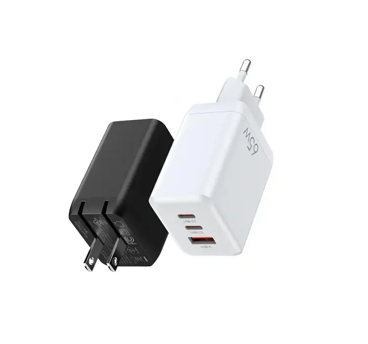 Pengisi daya PD 20W 30W 45W 65W 100W Gan, pengisi daya Cepat 3 port Tipe C USB-C US EU AU UK colokan dinding untuk ponsel