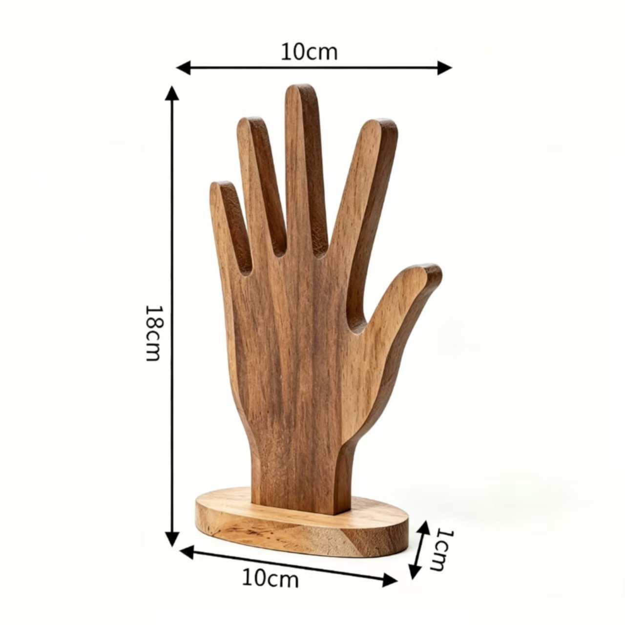 Walnut-colored hand mold ring holder