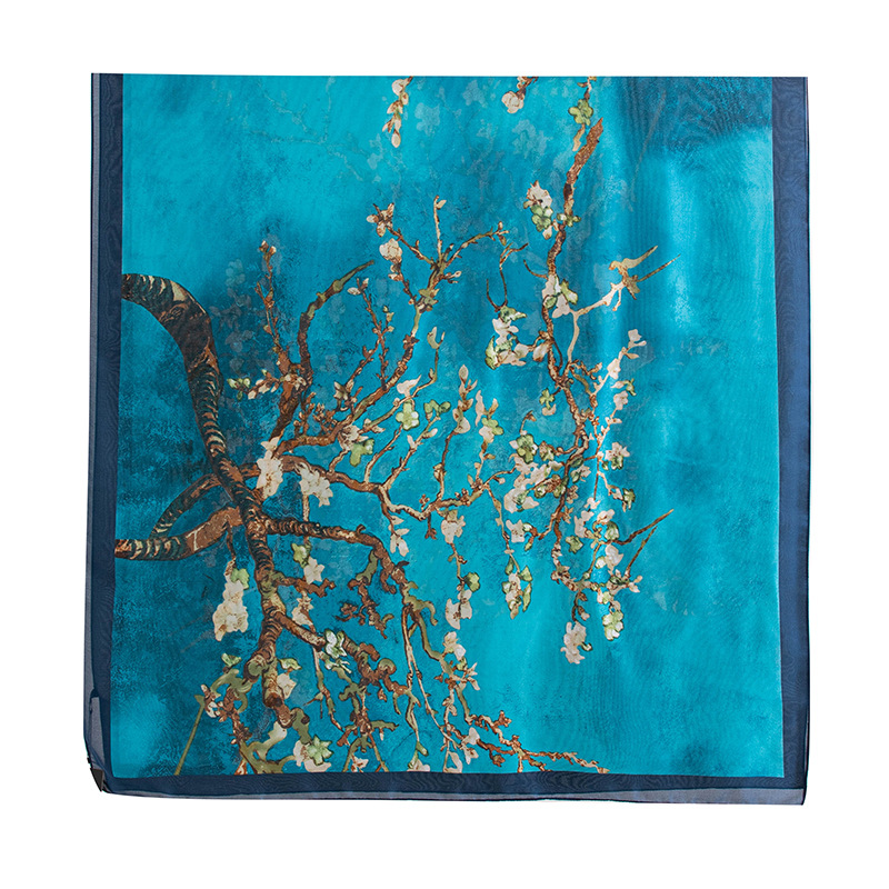 Fh24-5940-1 motif de branche de fleur bleu mer-85180