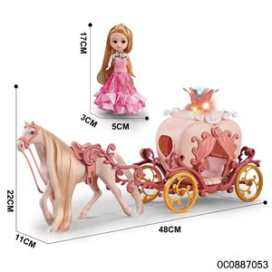 点亮电池驱动的公主马和马车玩具，带儿童娃娃 - Product Image 5