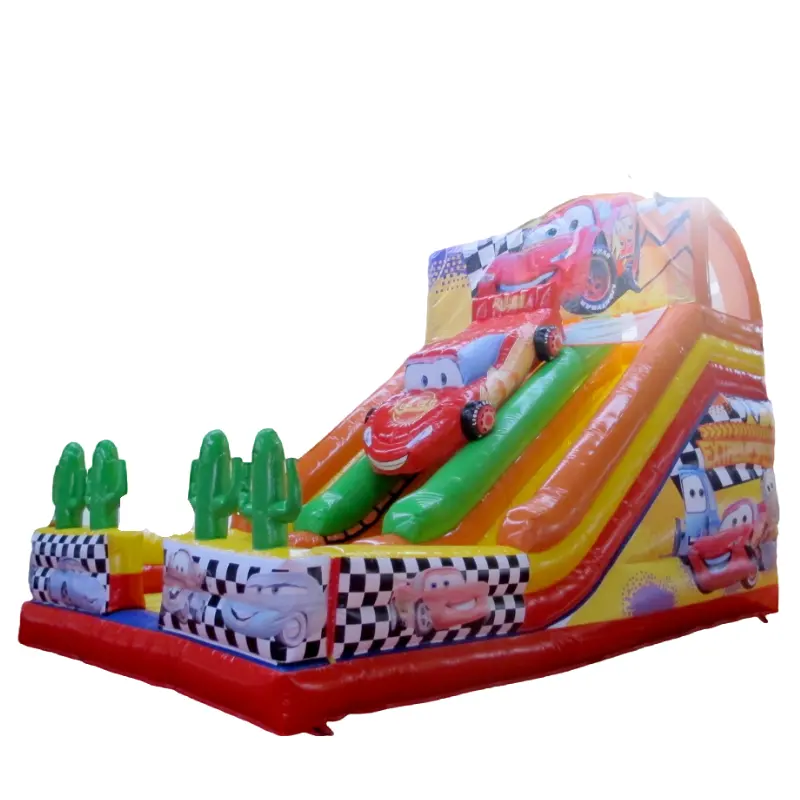 2023 Cidade comercial do divertimento Inflável Dry Slide McQueen Temático Inflável Duplo Lanes Slides Para Crianças