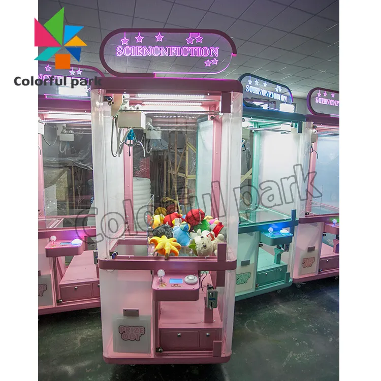 Máquina de grúa colorfulpark, aceptador de monedas múltiples, máquinas de juegos de arcade
