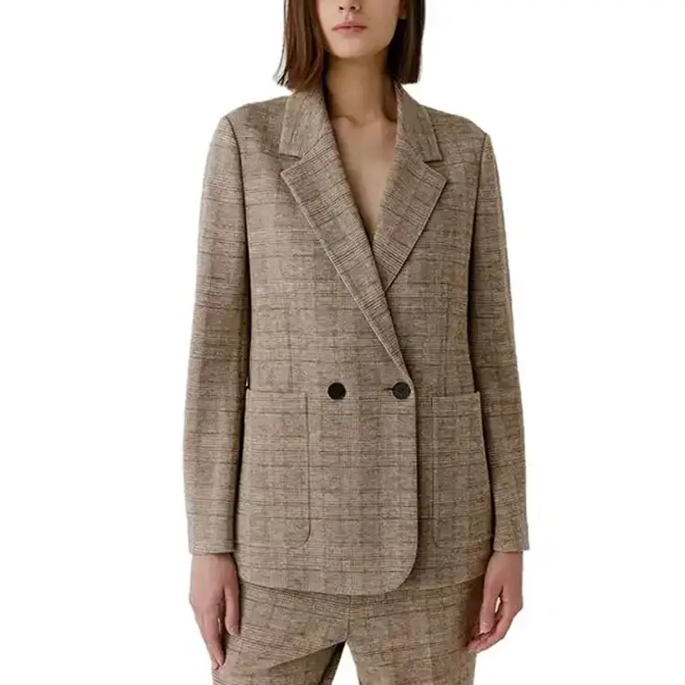 Conjunto de trajes de oficina ajustados de manga larga de nuevo diseño 2023, conjunto de chaqueta y pantalones formales para mujer