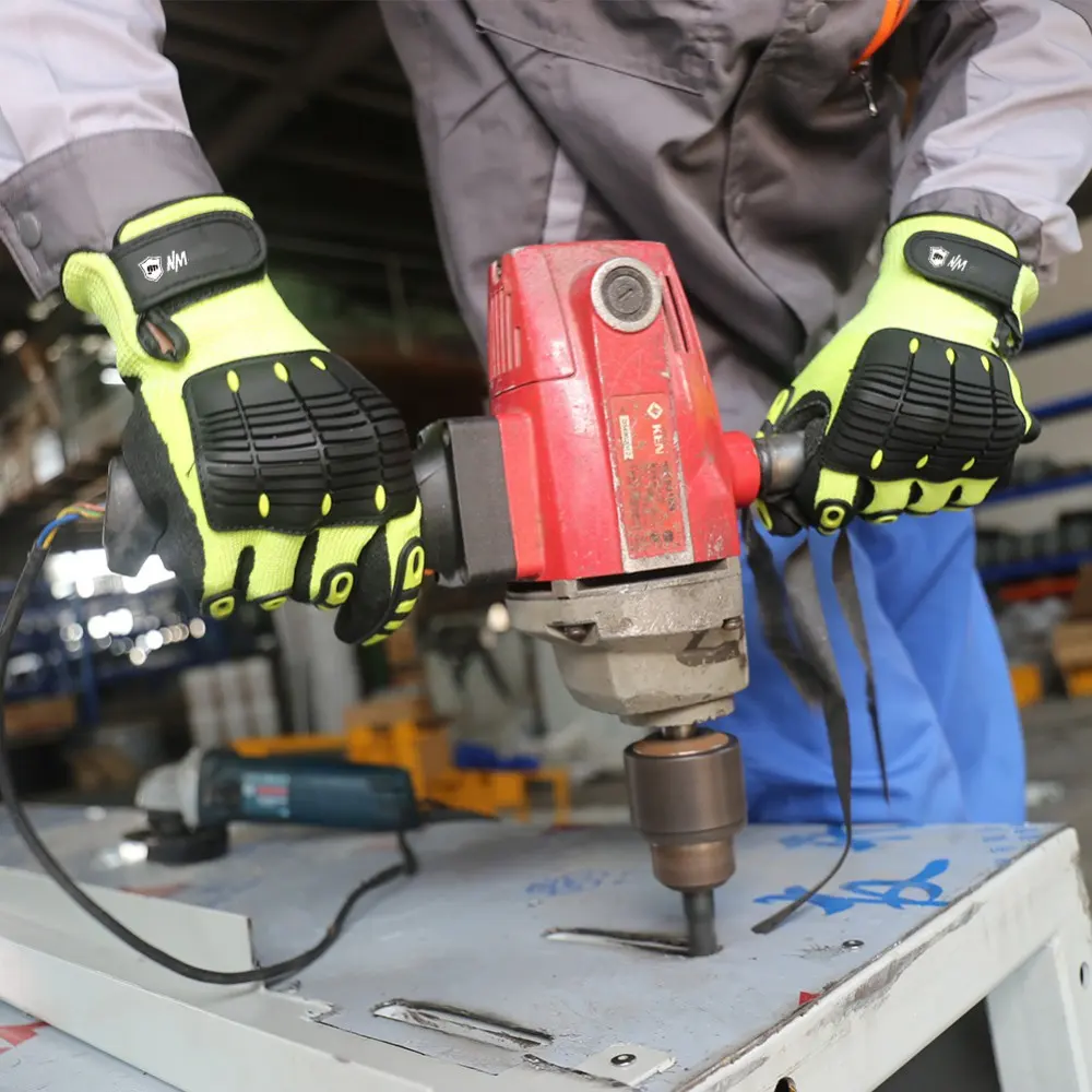 SRsafety ANSI Cut 5 sarung tangan dilapisi nitril Sandy Custom TPR sarung tangan Anti benturan sarung tangan pekerja Anti getaran untuk konstruksi