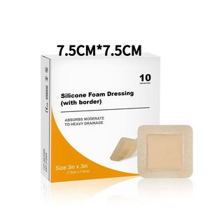 Carbou thoáng khí và không đau 7.5x7.5cm phẫu thuật vô trùng Silicone tự nhiên bọt mặc quần áo đặt cho loét - Product Image 1