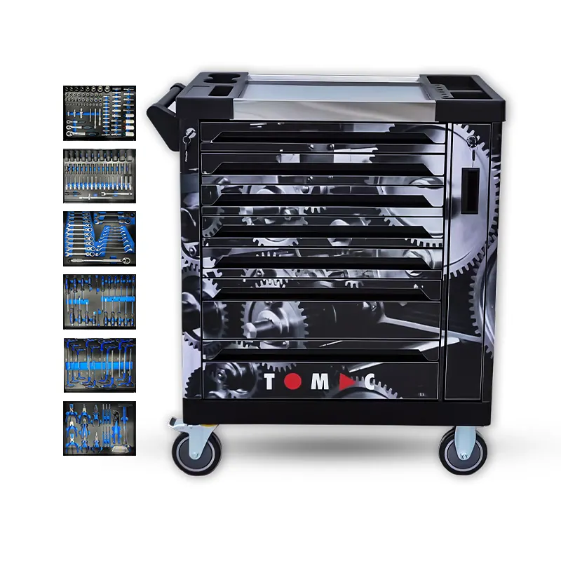 Supporto TOMAC personalizzato 202 pezzi in metallo 6 cassetti colorati in acciaio inox cassettiere e armadietti garage con utensili manuali