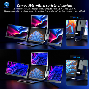Triple Portable Monitor for Laptop 14&quot; Quad <strong>Display</strong>, <strong>LCD</strong> IPS Screen Extender for <strong>Programming</strong>/Trading, Compatible with Laptop MAC - Product Image 3