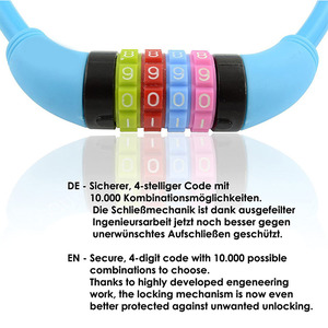 Khóa Kết Hợp Mã Số Cho Trẻ Em 10X650 Mm Khóa Cáp Xe Đạp Thiết Kế Nhiều Màu Sắc Cho Trẻ Em - Product Image 3