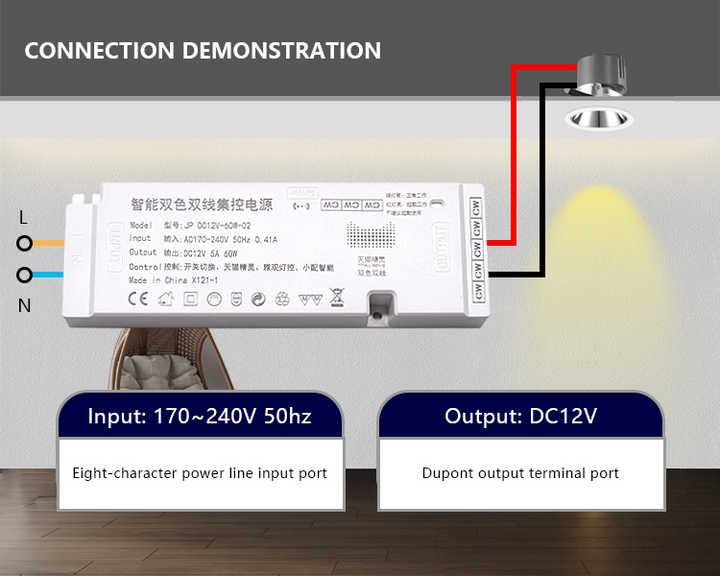 发光二极管橱柜灯电源可调光12v DC输入36w 60w 100w发光二极管恒压发光二极管驱动器